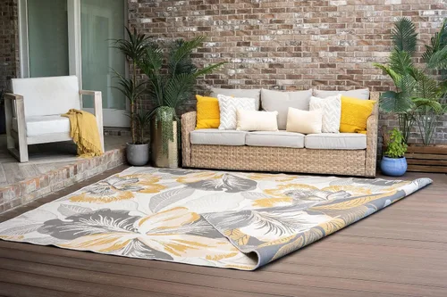 Vista 7 de Alfombra de doble cara resistente al agua para interiores y exteriores, de 8 x 10 pies, alfombra de exterior para patio, terraza, porche y entrada