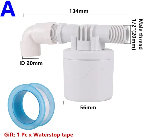 Vista 2 de Valve 1/2" Thread Automatic Water Level Control Valve Tower Float Ball Valve Installed Inside Upper Water Inlet Liquid Level Valve 1Pc(Type A)