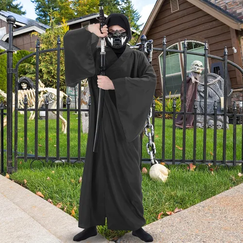 Vista 5 de Chicingyou - Disfraz de Samurai de Halloween de 2 piezas, máscara