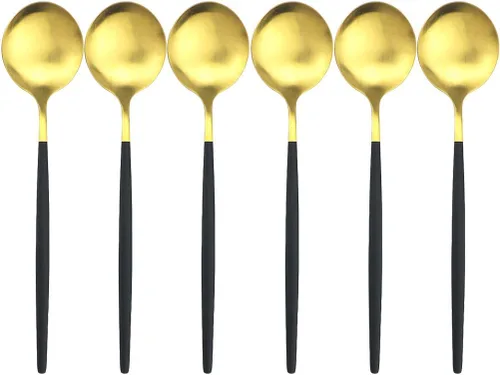 Vista 5 de Juego de 6 cucharas de cena mate de acero inoxidable 304 cucharas de sopa con mango largo, cuchara de postre para arroz, gachas de avena y ensalada