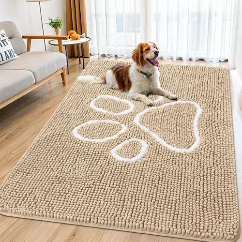 Vista 81 de Smiry Tapete para puerta de perro para patas fangosas, absorbente y Gris y negro