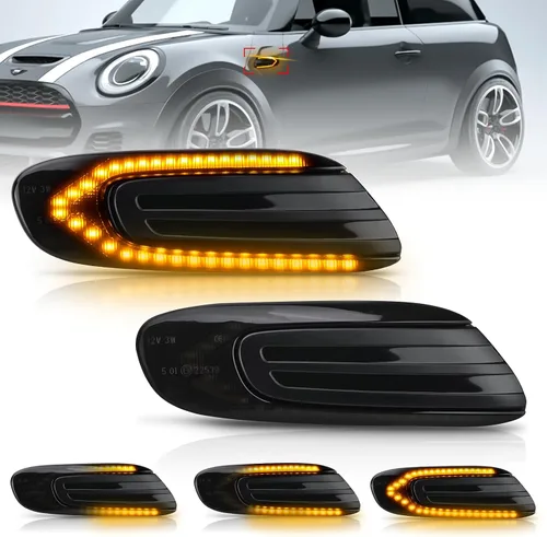 Vista 12 de Ensamble de luz de marcador lateral Bestview compatible para MINI Cooper R50 R52 R53 2002-2006, luces de señal de giro intermitentes secuenciales