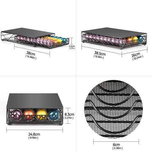 Vista 3 de RECAPS Soporte para Cápsulas de Café Cajón de Almacenamiento de Cápsulas Soporte para Cápsulas Organizador de Cocina Compatible con Vertuoline