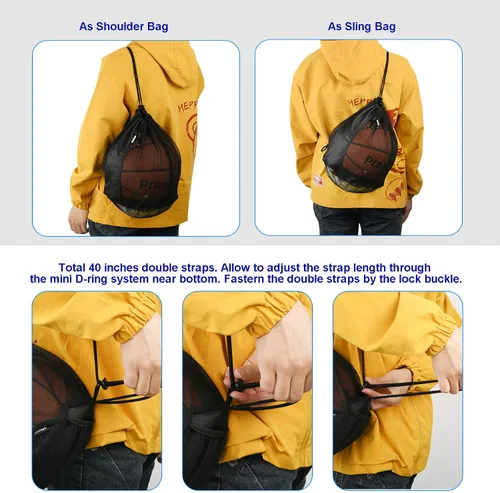 Vista 5 de Cosmos Mochila de baloncesto – Bolsa de baloncesto – Bolsa de almacenamiento de una pelota de fútbol de malla para equipo de voleibol y rugby