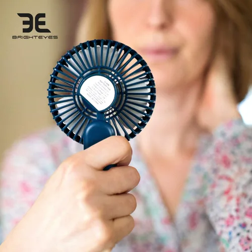 Vista 7 de Bright Eyes Ventilador de mano con mango ajustable giratorio Paquete de 2 Ideal para sofocos Recargable con micro USB (amarillo)
