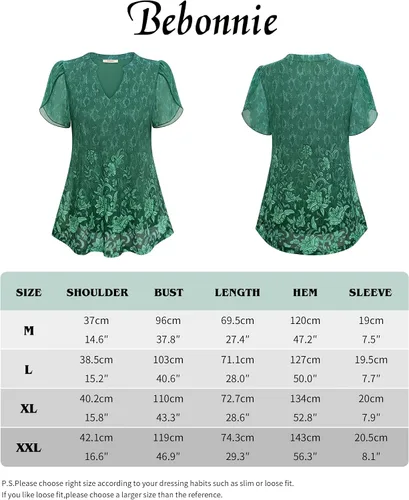 Vista 6 de Bebonnie Blusas de verano con volantes de manga corta para mujer, blusas elegantes florales