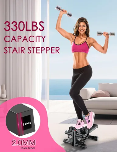 Vista 6 de Steppers for Exercise at Home, KitGody Mini Stepper with Resistance Bands, Portable Stair Stepper for Home 330LBS Capacity, Adjustable Height