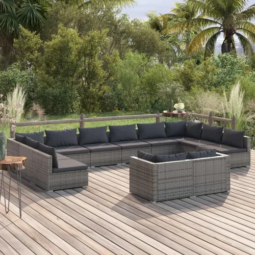 Vista 59 de Sofá de 3 plazas con cojines de ratán de poliéster marrón, juego de muebles de patio al aire libre con 3 sofás centrales para patio trasero, jardín