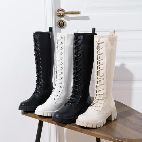 Vista 9 de Vepose Botines con estilo de combate, a la moda, para mujer