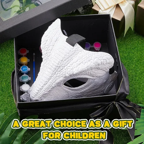 Vista 3 de Seenelling DIY White Dinosaur Mask Dino Mask