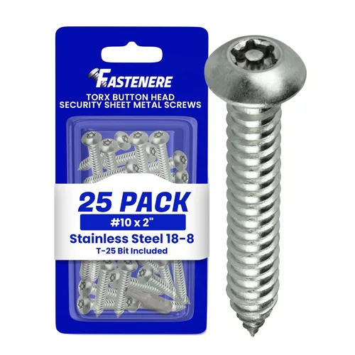 Vista 15 de Fastenere Tornillos de Chapa Metálica de Seguridad Torx - #6 x 1-1/2" (paquete de 25) con cabeza de botón, resistentes a manipulaciones, tornillos