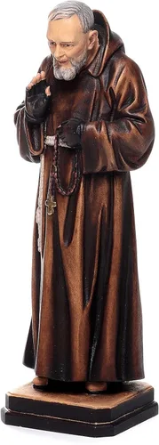 Vista 3 de Holyart Estatua de madera pintada de San Padre Pío de Pietralcina, 4.7 in
