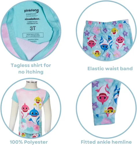 Vista 3 de Nickelodeon Conjunto de pijama de tiburón bebé, ropa de dormir de 2 piezas para niños pequeños y niños pequeños, 2T - 4T, Multi