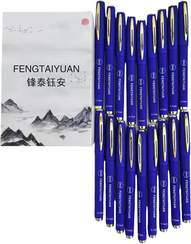 Vista 12 de Fengtaiyuan 038P18, Bolígrafos de Tinta de Gel Negro Tipo Roller - Agarre Cómodo Antideslizante, Tinta Negra, Ultra Finos, 0.38mm, Tinta de Secado