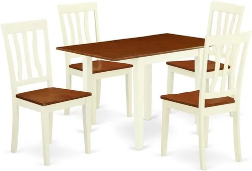 Vista 9 de East West Furniture NDAN3-BCH-W - Juego de mesa de comedor moderno de 3 piezas que contiene una mesa rectangular de madera con gotas y 2 sillas