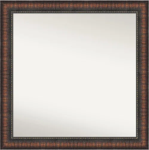 Vista 45 de Amanti Art Espejo de baño marrón para sobre el fregadero, 24 x 24 pulgadas, espejo de tocador cuadrado marrón Caleb, marco de madera rústica