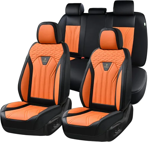 Vista 9 de FLORICH Fundas de asiento para automóviles, fundas de asiento impermeables, fundas de asiento de cuero para automóvil, paquete de 2, protector