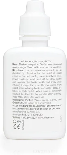Vista 4 de Xlear Spray nasal salino natural con xilitol, hidratante de nariz para niños y adultos, 0.75 onzas líquidas (paquete de 1)