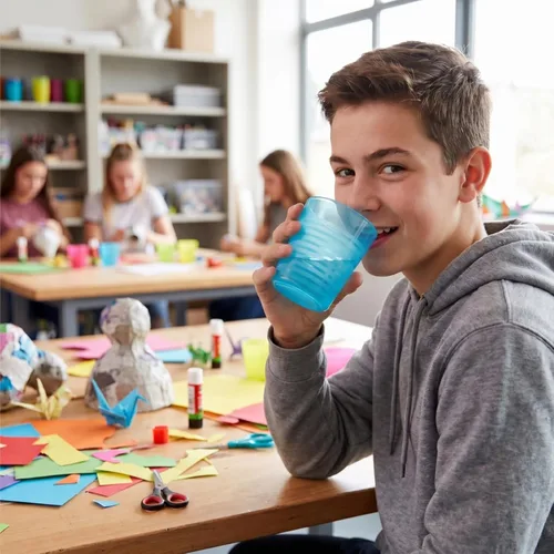 Vista 8 de Dicunoy Paquete de 32 vasos de plástico reutilizables de 8 onzas, vasos pequeños para beber, vasos abiertos de colores irrompibles, vaso de agua