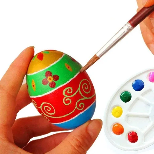 Vista 5 de Huevos de Pascua SallyFashion falsos, 15 unidades, de madera, sin pintar, juego para manualidades, decoración de cocina, alimento de juguete