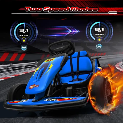 Vista 3 de Go-Kart eléctrico de deriva para niños de 6 a 12 años, motor de 400 W de Azul
