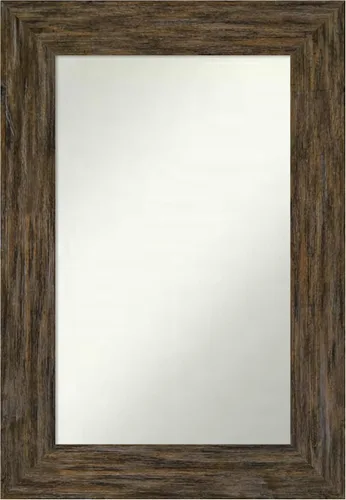 Vista 61 de Amanti Art Espejo personalizado, espejo de baño marrón Fencepost, espejo de pared o espejo de tocador de baño sobre el fregadero (27 x 27 pulgadas)
