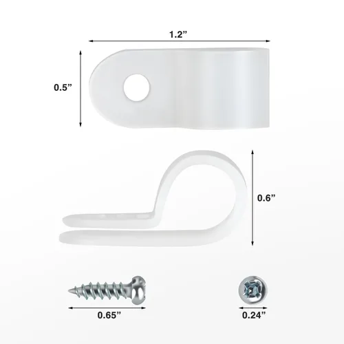 Vista 3 de GOOACC Clips de montaje estilo P de cuerda de 1/2 pulgada con cabeza panorámica Phillips tornillos de acero inoxidable para gestión de cables