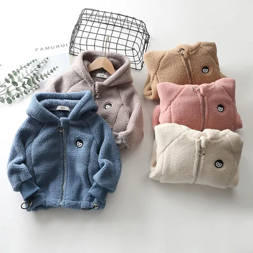 Vista 4 de Baby Girls Boys Winter Fleece Jacket Faux Fur Jacket Warm Hooded Outwear Zip Up Cardigan Fall Jacket Outwear