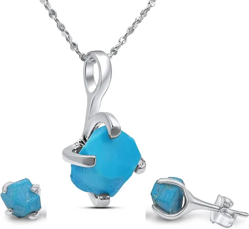 Vista 68 de Juego de joyas de piedras preciosas crudas reales con plata de ley 925 chapada en oro real, collar y aretes de piedra natal, regalo para ella por