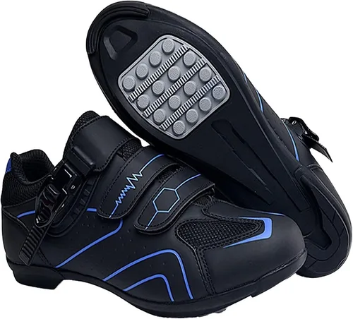 Vista 4 de Zapatos de ciclismo de carretera para hombre, zapatos de ciclismo antideslizantes de fibra, zapatos transpirables frescos de moda