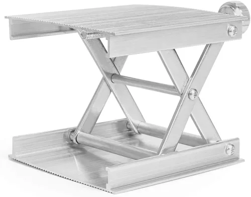 Vista 9 de Tookie Gato de tijeras de laboratorio, plataforma de gato de soporte de laboratorio con rueda de mano negra, plataforma de elevación de aleación