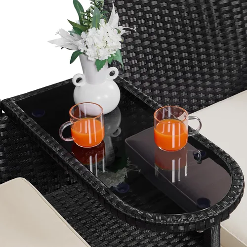 Vista 9 de Yaheetech Sofá biplaza para patio, silla doble de mimbre para exteriores