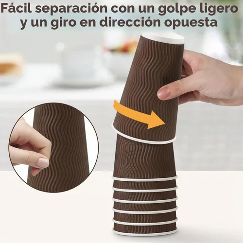 Vista 3 de Tazas de café de papel desechables aisladas de 16 onzas con tapas Marrón