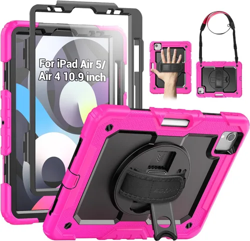 Vista 10 de SEYMAC Funda para iPad Air de 5ª/4ª generación de 10.9 pulgadas, Funda Protectora de Cuerpo Completo Resistente a Golpes con Protector de Pantalla