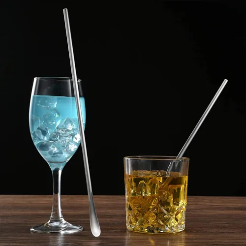 Vista 5 de Cuchara para agitar y mezclar de acero inoxidable 304 de 8.5 pulgadas / 8.6 in, herramienta de barra reutilizable para café, té, bebidas heladas