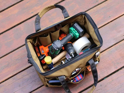 Vista 8 de Coreflex Bolsa de herramientas de 14 pulgadas de boca ancha, bolsa de equipo, de múltiples propósitos - para plomeros, electricistas, manitas