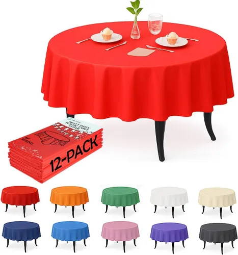 Vista 9 de Paquete de 12 manteles de plástico negro – Cubiertas de mesa desechables de 54 x 108 pulgadas para mesas rectangulares, resistentes y resistentes al