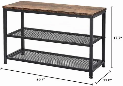 Vista 8 de Banco de zapatos, zapatero de madera de 3 niveles, estantes de colocación con asiento para entrada, sala de estar y pasillo