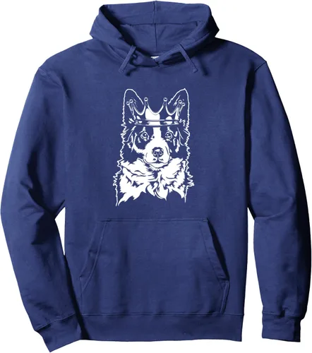 Vista 5 de Funny Proud Border Collie with crown dog mom herding dog Pullover Hoodie