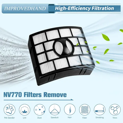 Vista 2 de Improvedhand Filtro de repuesto NV770 compatible con Shar-k Duo Clean Lift-away Upright Vacuum UV700 N, NV771, NV600, NV601, NV611, ZU701 reemplaza
