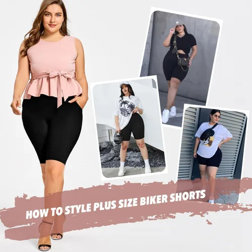 Vista 2 de FULLSOFT Pantalones cortos de ciclismo de talla grande para mujer, cintura alta, talla XL, 4X, control de abdomen, con bolsillos, pantalones cortos