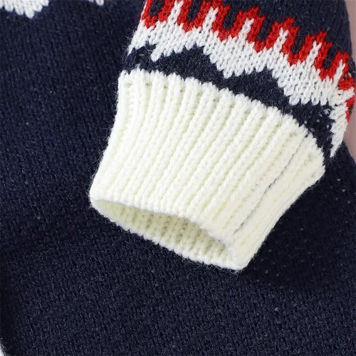 Vista 6 de Mameluco de Navidad con estampado de muñeco de nieve para niños pequeños y niñas para bebés simples azul 6-9 meses