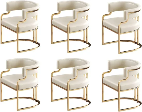 Vista 39 de Sillas de comedor de cocina para interiores, silla lateral tapizada para el hogar, silla con brazo de respaldo bajo, silla de comedor con piel