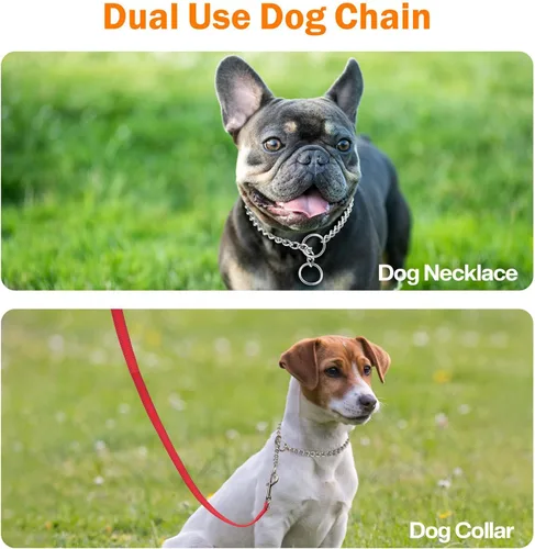 Vista 3 de TagME Collar de cadena para perros, collar ajustable a prueba de clima para perros pequeños y cachorros, collar de entrenamiento de mascotas
