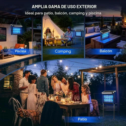 Vista 9 de Exterminador solar de insectos al aire libre, matamosquitos inalámbrico de Azul