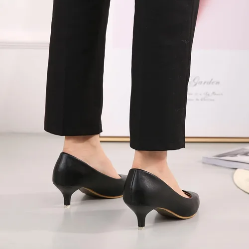 Vista 4 de Zapatos de tacón bajo para mujer, zapatos de tacón bajo para mujer, zapatos de vestir clásicos de moda, zapatos de tacón simple para trabajo