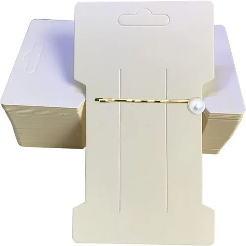 Vista 6 de Tarjetas de exhibición de pinzas para el cabello, 200 piezas de papel kraft para pasadores de pelo, tarjetas para clips para el cabello, exhibición