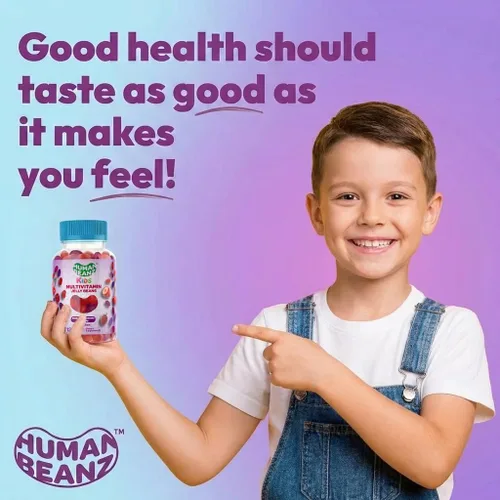 Vista 6 de Human Beanz Gomitas multivitamínicas con zinc para niños, suplementos dietéticos de apoyo inmunológico, vegetariano, 120 granos de gelatina Berry
