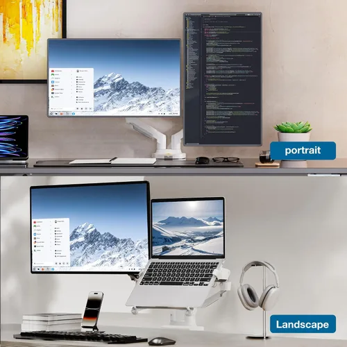 Vista 6 de NB North Bayou Soporte para portátil con bandeja ajustable para portátil de 10-17 pulgadas, brazo de movimiento completo con placa VESA para monitor