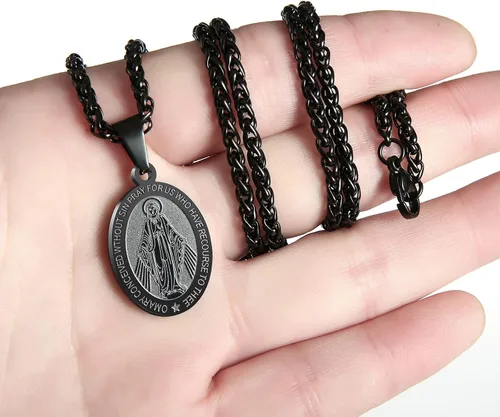 Vista 128 de P. BLAKE Collar ovalado de San Cristóbal, Miguel, José, Jude/Virgen María/José/Francisco/Patrick/Anthony/Benedict/Thomas para hombres y mujeres